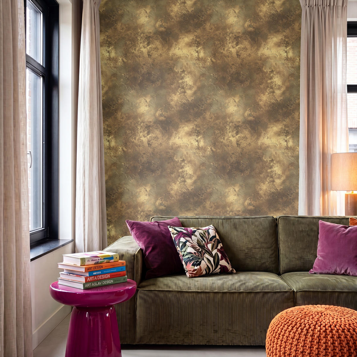 TAPETE - Antik - Metallic-Look - Gold - 160x240 cm - Messingfarben, Papier (160/240cm) - OnlyWow