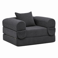 SCHLAFSOFA 2-in-1 aus Kord Grau - Grau, Kunststoff (85/65/120cm) - Meubliv