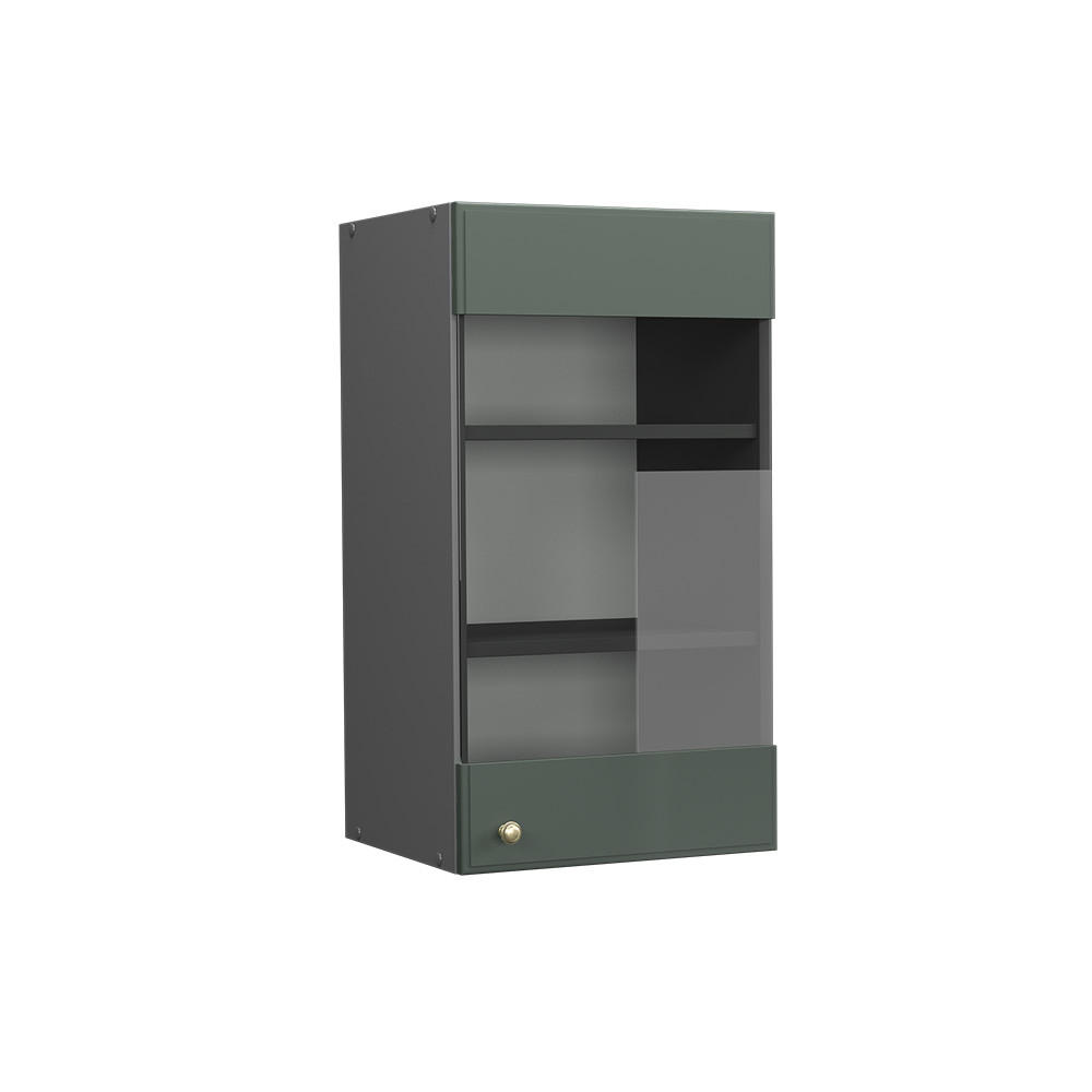 KÜCHENGLASSCHRANK Fame-Line Grün-Gold Landhaus 40 cm - Anthrazit/Grün, Holzwerkstoff (40/72/34.1cm) - Vicco