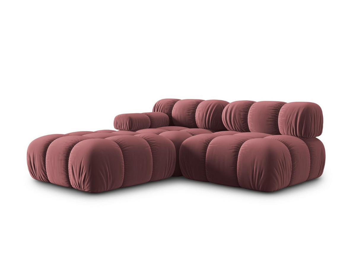 MODULARES-SOFA rechts Bellis aus Samt rosa 4 Sitzplätze - Pink, Textil (94/63/282cm) - Micadoni