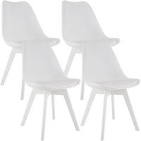 STUHL 4er Set Kunststoff weiß/weiß - Eukalyptusholzfarben/Weiß, Holz/Kunststoff (49/83/50cm) - CLP