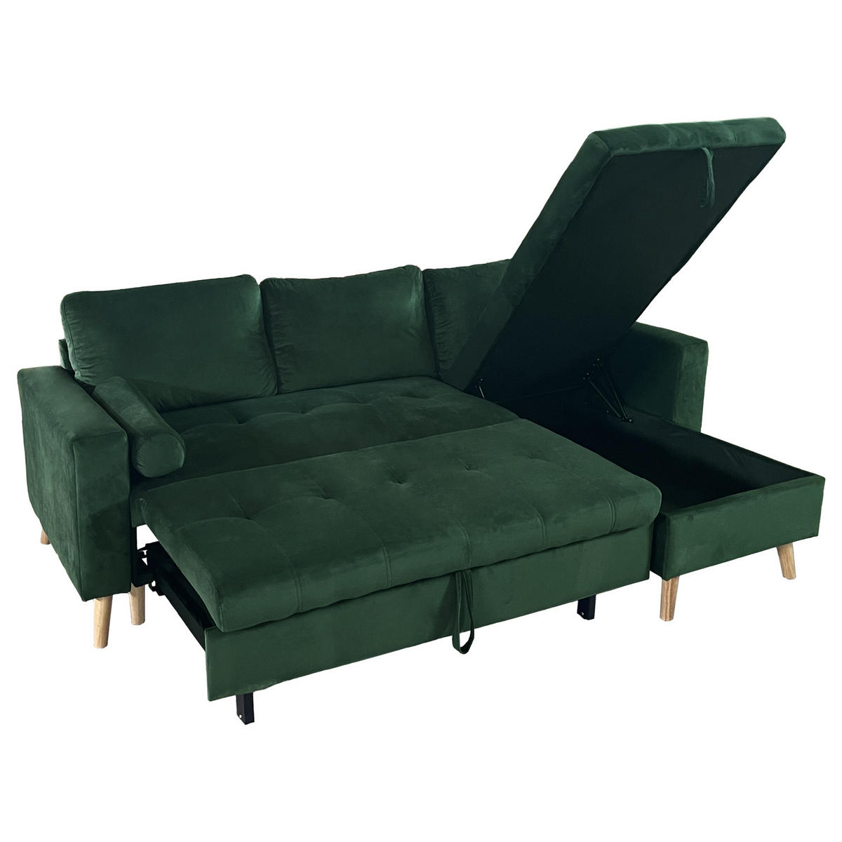 ECKSOFA JAMES GRÜN 3 PLÄTZE - Grün, Textil (145/225cm) - Happy Garden