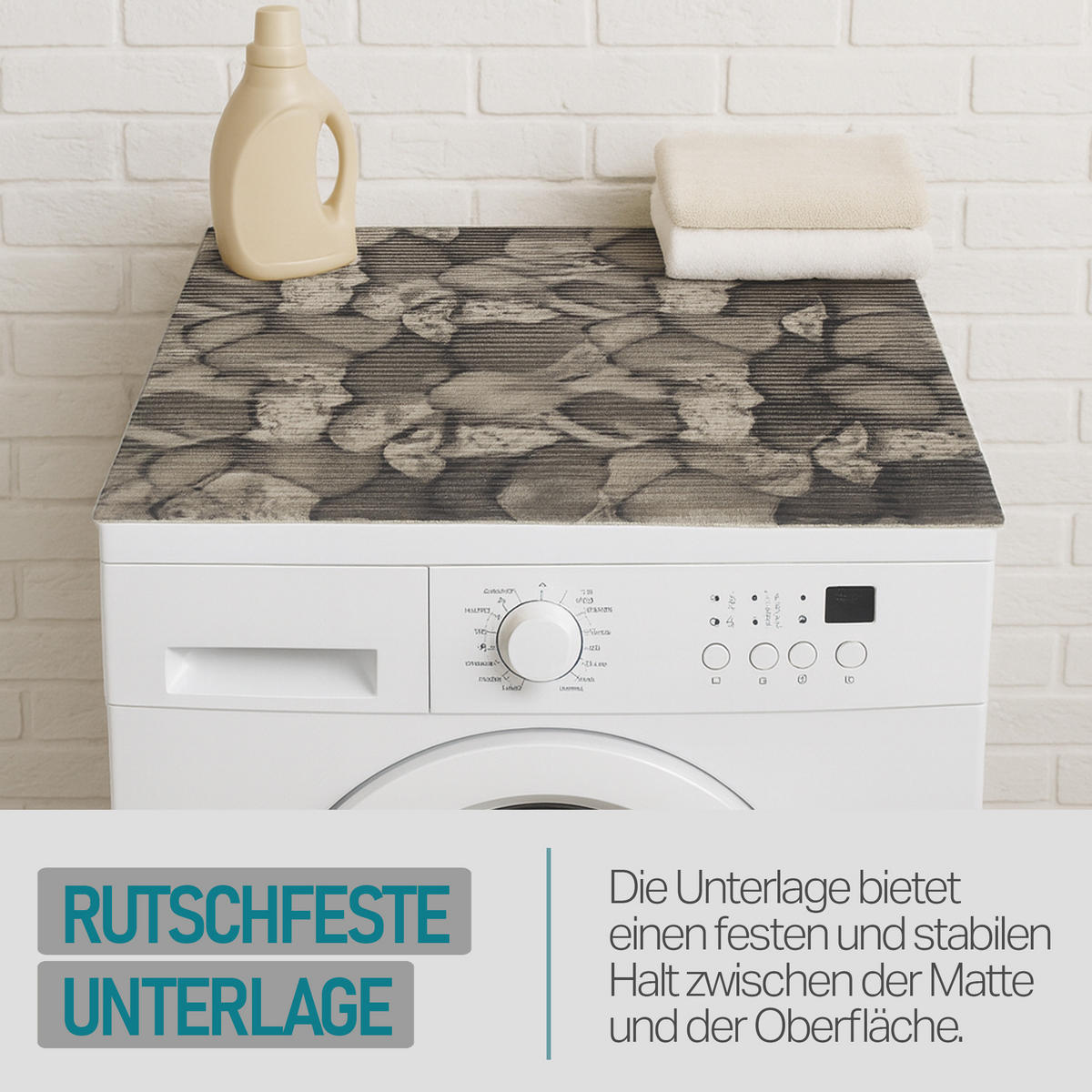 WASCHMASCHINENAUFLAGE 60x60 cm Steine Grau - Grau, Kunststoff (60/60cm) - Bestlivings