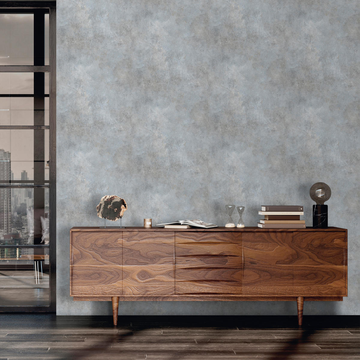 TAPETE Beton-Optik 53 cm x 10 m - Blau, Papier (53/1000cm) - Sanders & Sanders