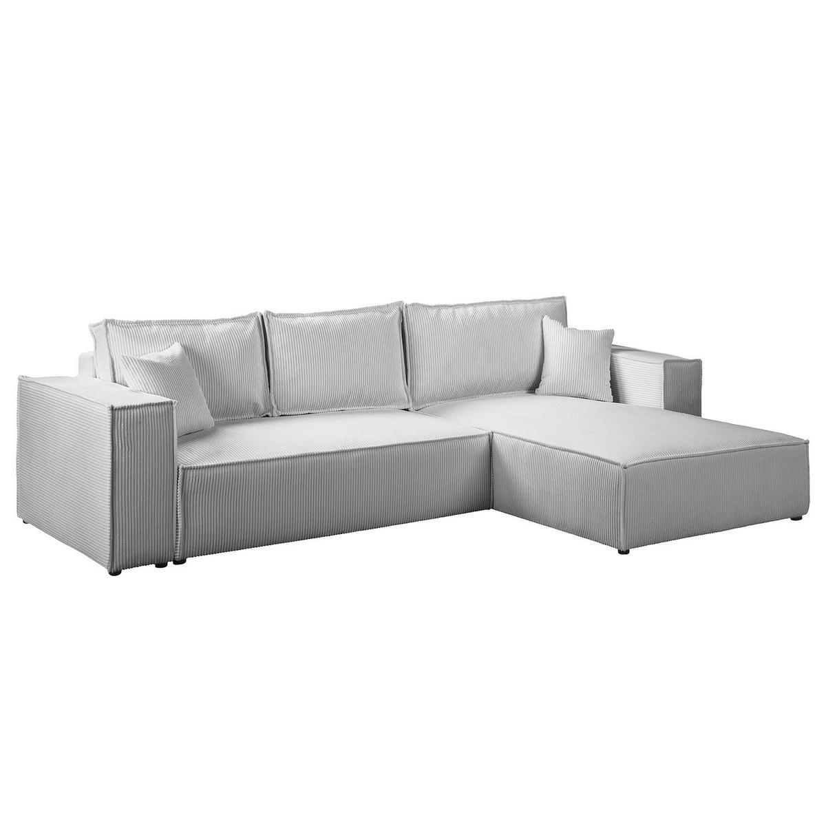 ECKSOFA mit Schlaffunktion - 290 cm - Hellgrau/Schwarz, Kunststoff/Textil (290/185cm) - home24