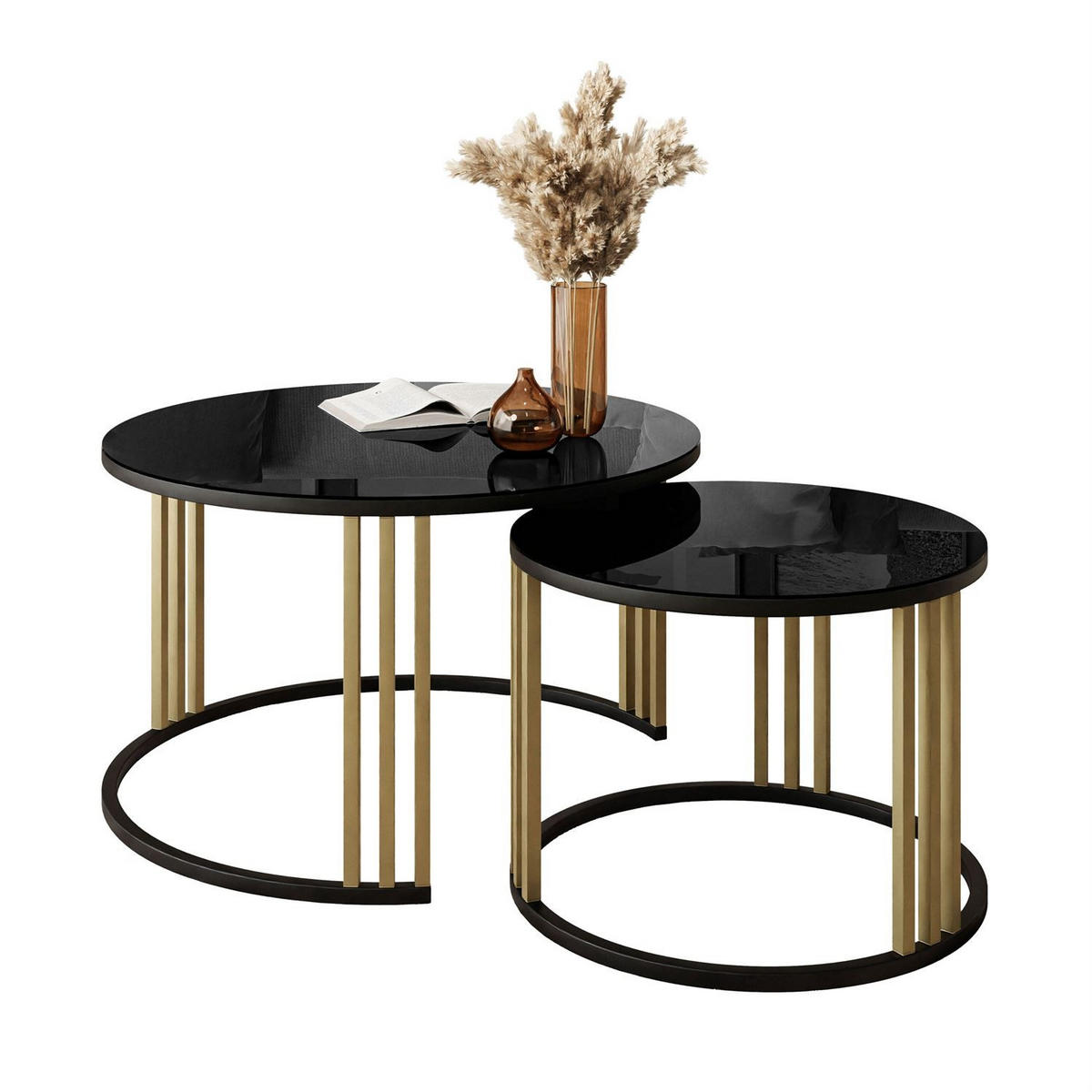 COUCHTISCH 2 in 1 LORI MIX GLASS - Goldfarben, Glas (70/70/47cm) - Lookway