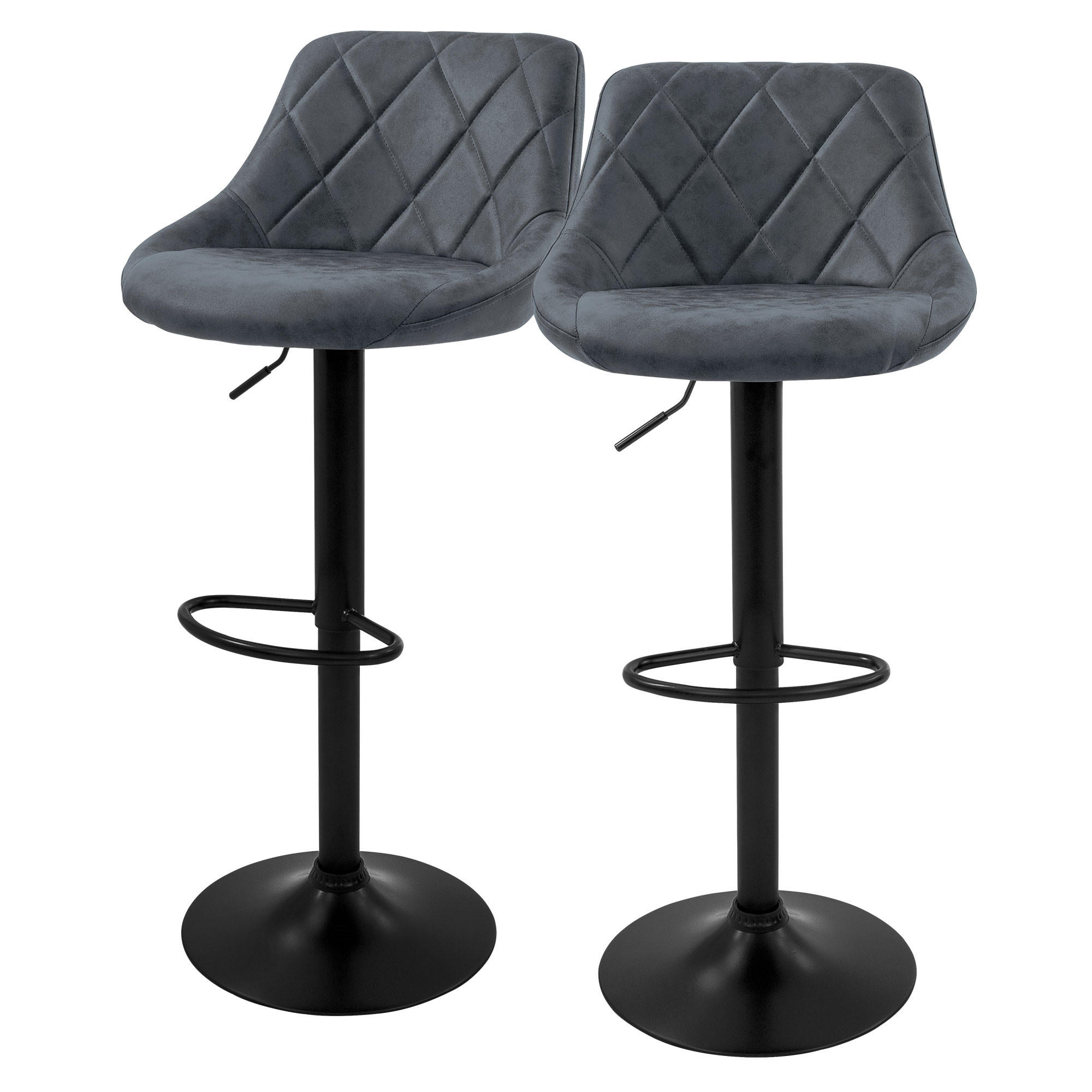 BARHOCKER Microfaser anthrazit 2er Set - Anthrazit, Metall (37/106/47cm) - ML-DESIGN