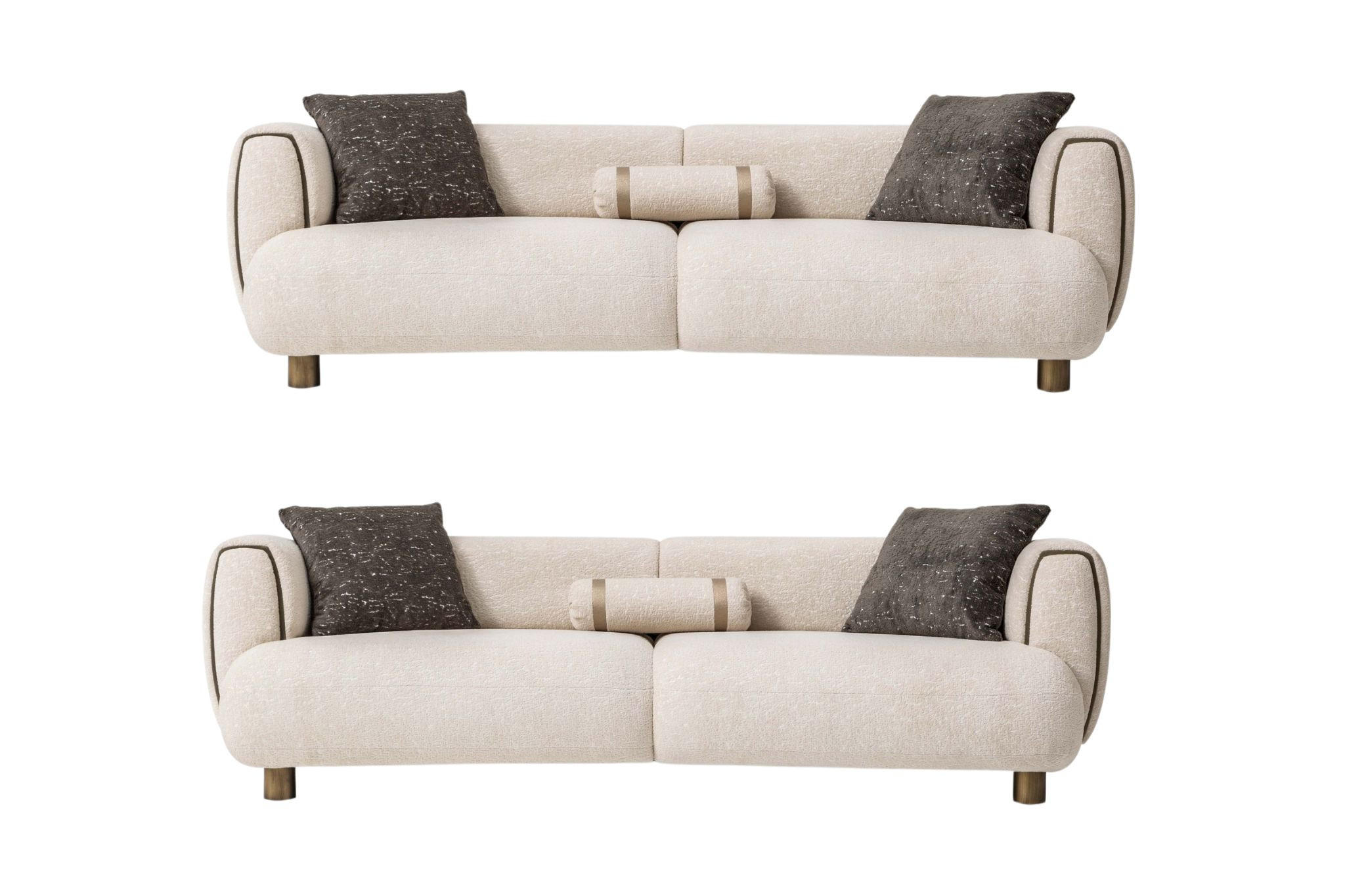 SITZGARNITUR Artemis Stellvariante:3+3 - Beige, Holz/Textil (250/75/95cm) - Villa Möbel