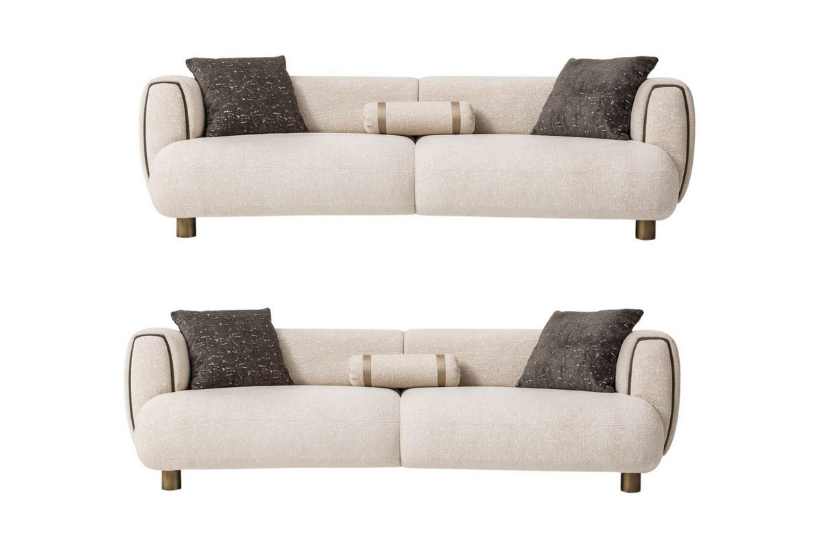 SITZGARNITUR Artemis Stellvariante:3+3 - Beige, Holz/Textil (250/75/95cm) - Villa Möbel