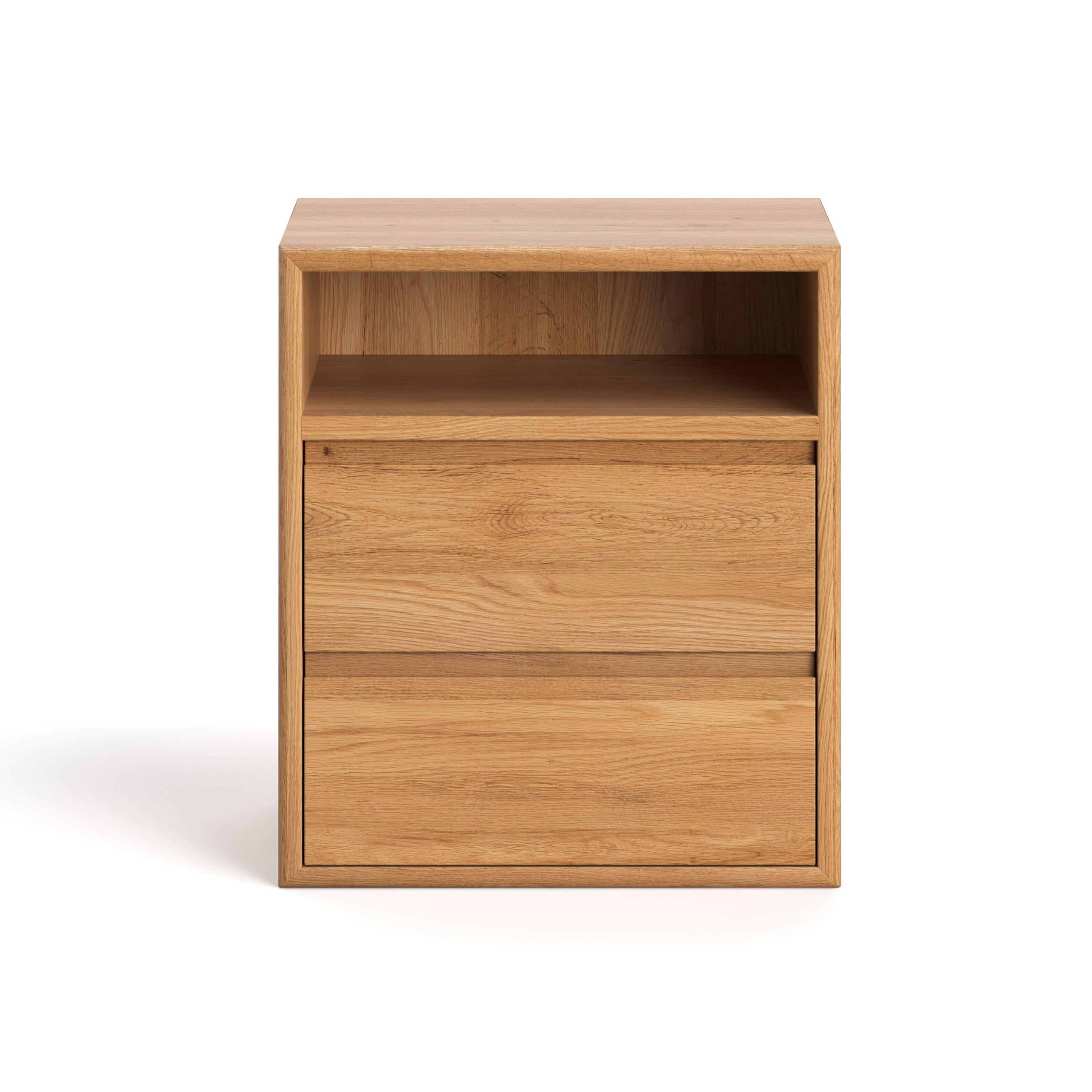 NACHTTISCH Margo aus massivem Eichenholz, Variante B – offenes Oberteil - Eichefarben/Naturfarben, Holz (50/57/40cm) - Danzz