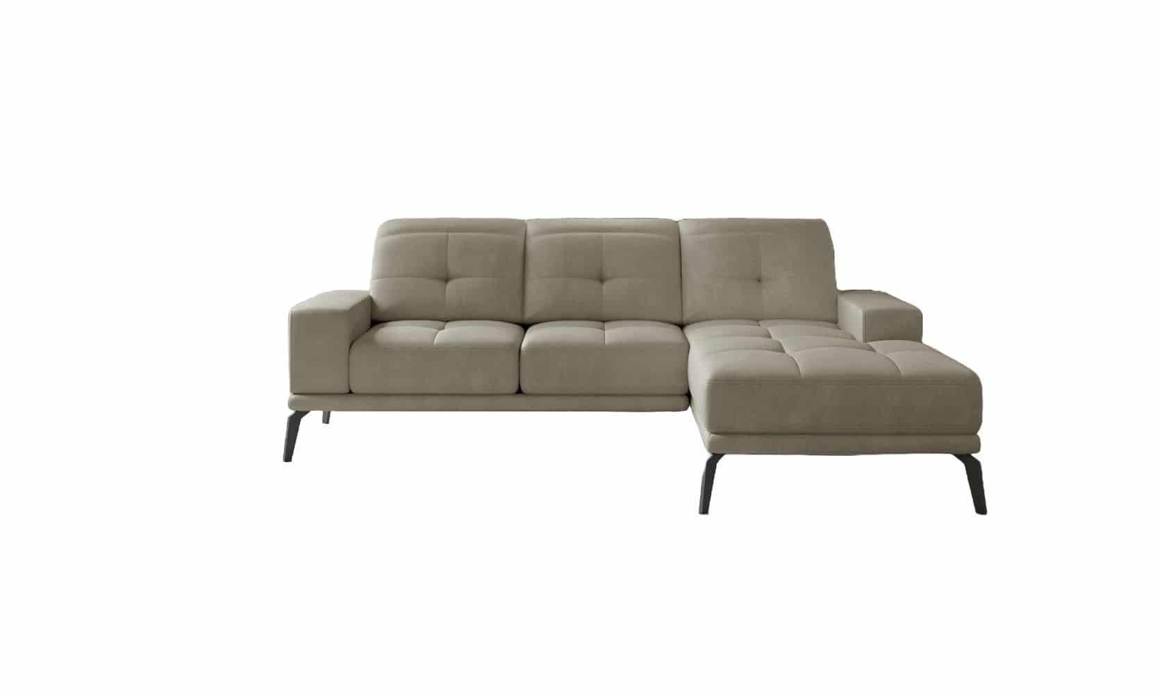 ECKSOFA mit verstellbaren Rückenlehnen und verstellbaren Kopfstützen - Beige/Schwarz, Textil/Metall (198/265cm) - Eltap