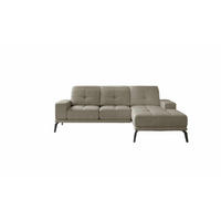 ECKSOFA mit verstellbaren Rückenlehnen und verstellbaren Kopfstützen - Beige/Schwarz, Textil/Metall (198/265cm) - Eltap
