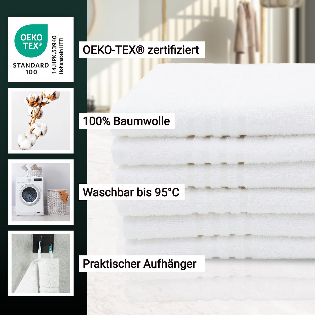 GÄSTETÜCHER, 6er-Set, 40x60 cm, 100% Baumwolle, Weiß - Weiß, Textil (40/60cm) - Zollner