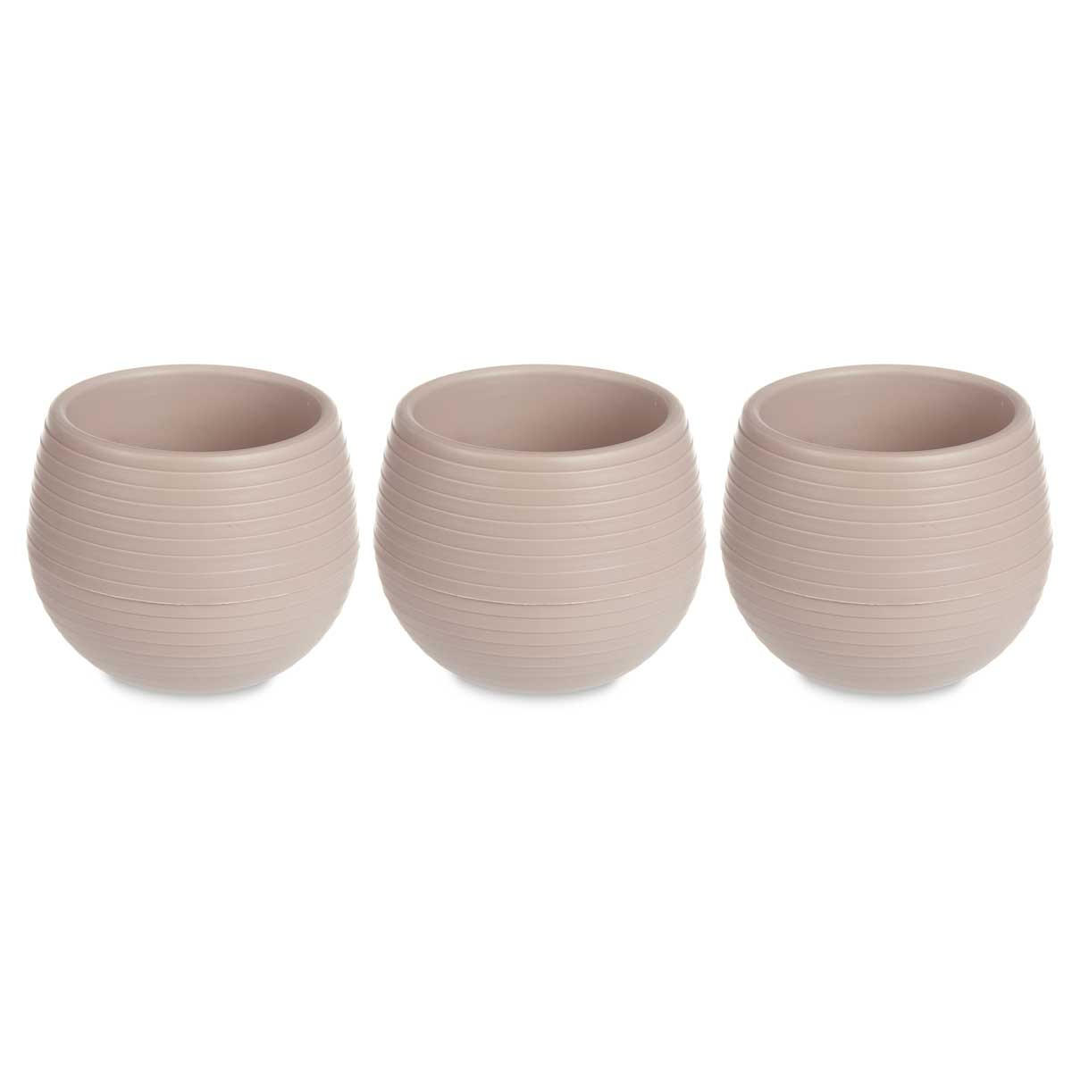 BLUMENTÖPFE Selbstbewässernd Ø 6 cm 3er-Set - Taupe, Kunststoff (6/6cm)