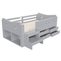 STAURAUMBETT 90/200 cm mit LED und 4 Schubladen, DE-41634, in Grau - Grau, Holzwerkstoff (90/200cm) - ComfortXL