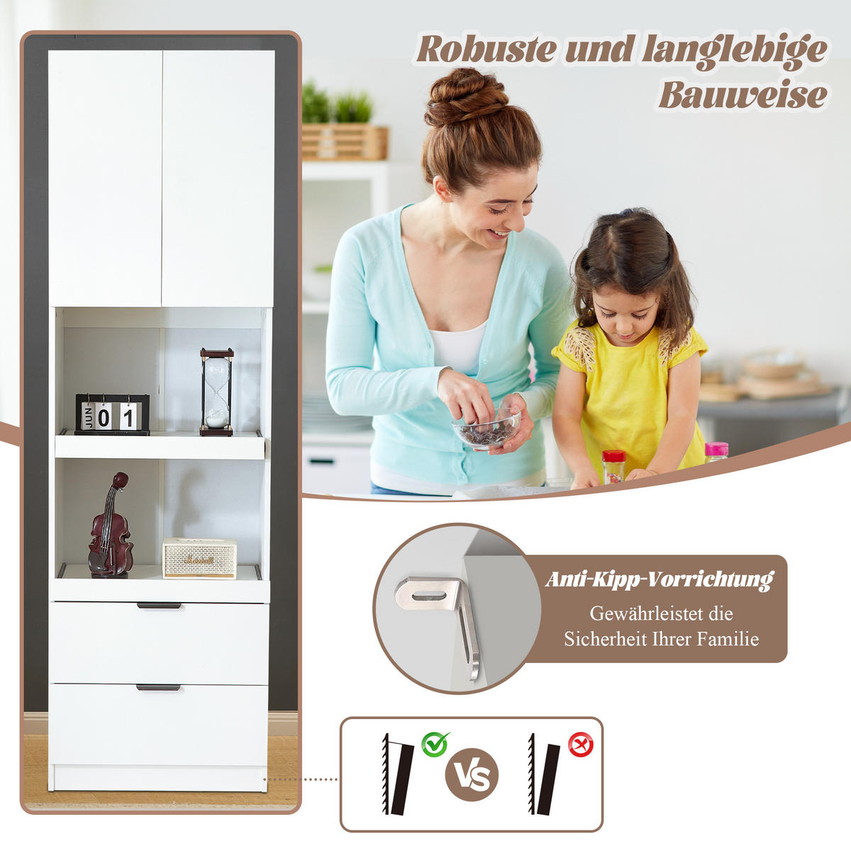 REGAL Weiß 59.5/45/200 cm - Weiß, Holzwerkstoff (59.5/200/45cm) - Urban Meuble