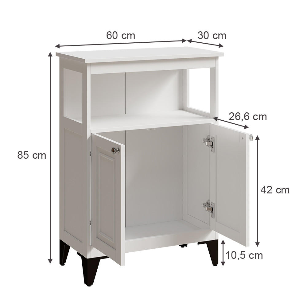 MIDISCHRANK Vanity Weiß 60 x 85 cm - Weiß, Holzwerkstoff (60/85/30cm) - Vicco