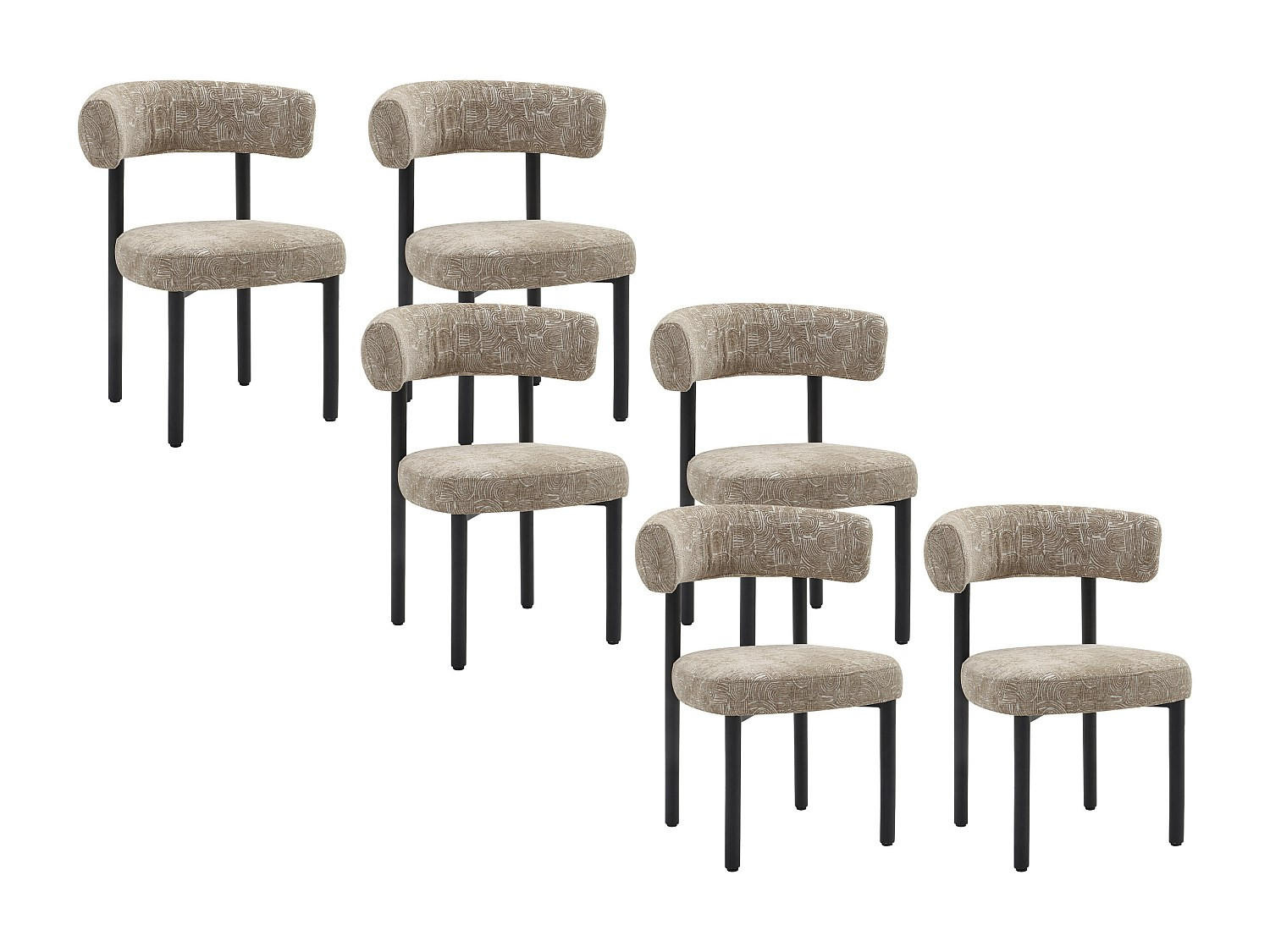 Vente-Unique Stuhl Beige, Weiß 59x80x58 cm
