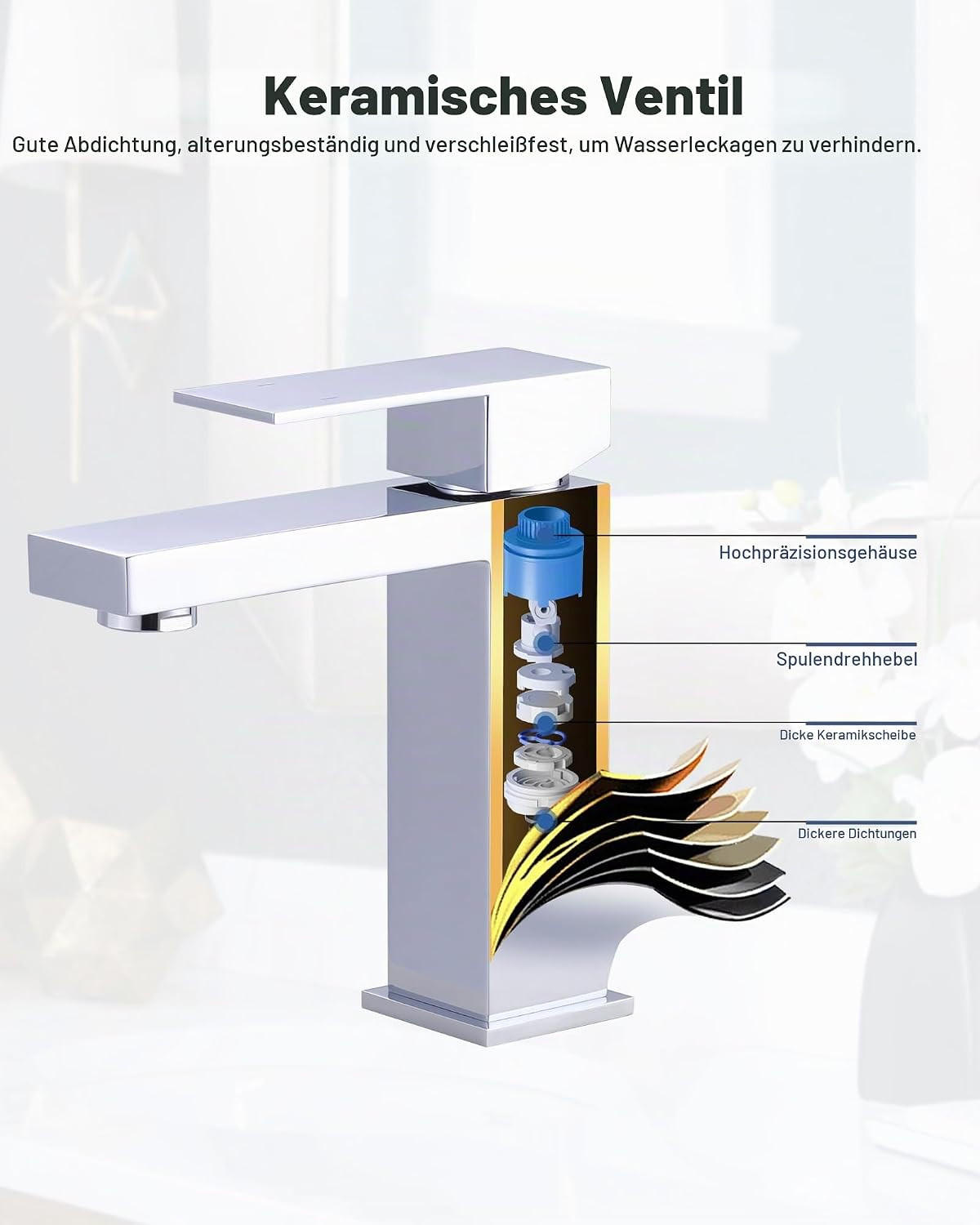 BADEZIMMERARMATUR, Wasserzulaufrohr, 165 x 150 mm, silber - Silberfarben, Metall (25/10/20cm) - Vallsero