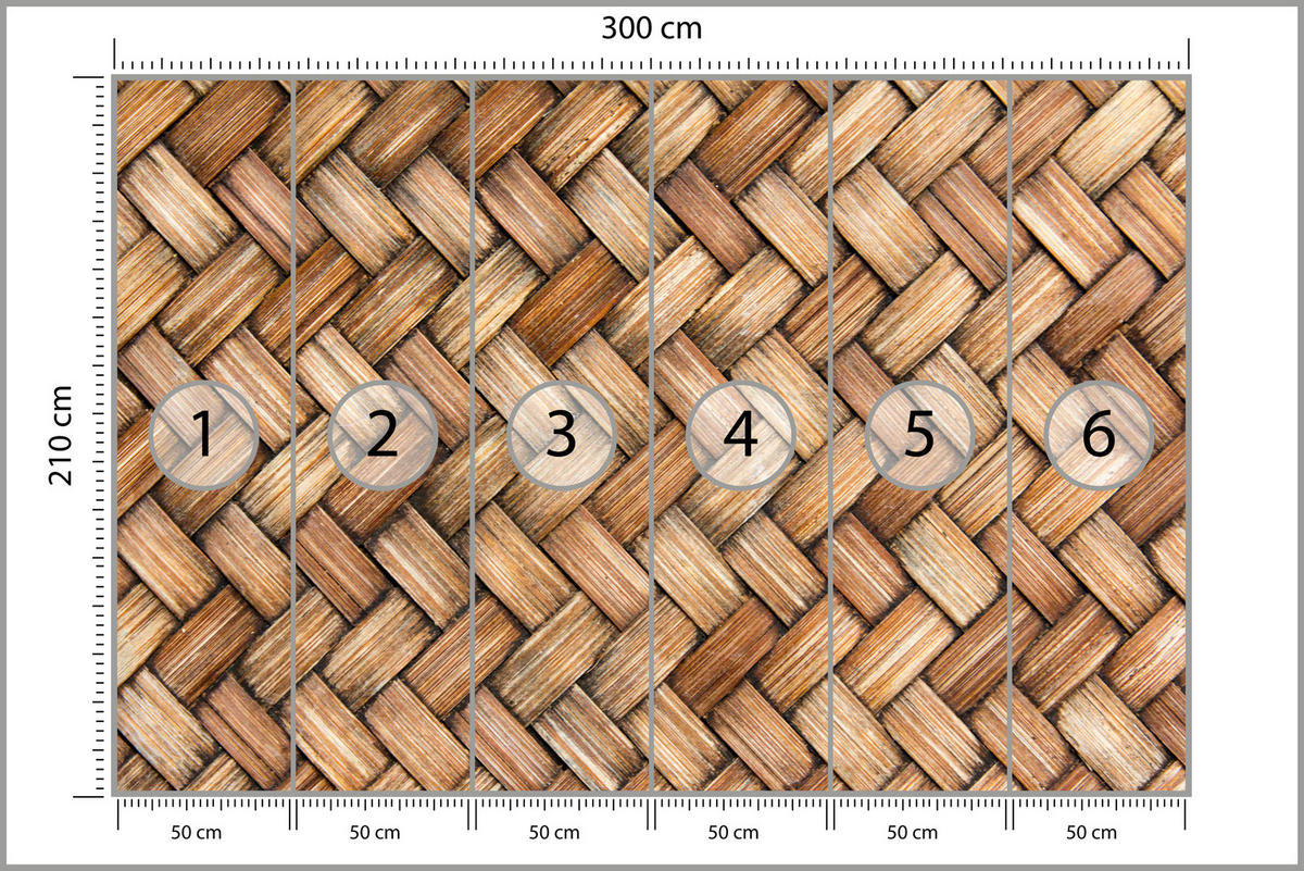 FOTOTAPETE für Küche Weiden Imitation Braune Wand Rustikal Modern 300x210 - Beige/Braun, Papier (300/210cm) - Muralo