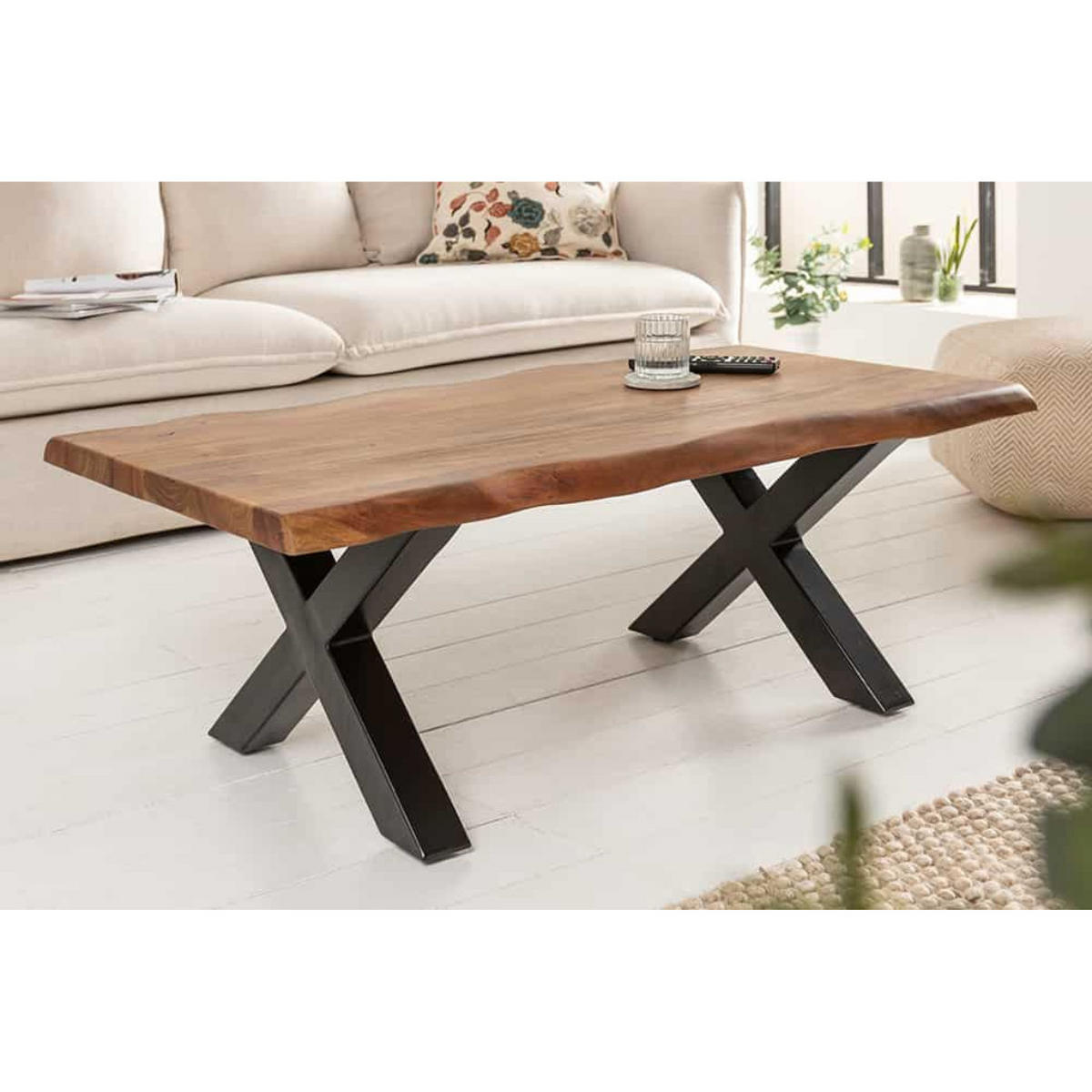 COUCHTISCH MAMMUT 110cm Akazie Baumkante Honey Finish - Braun, Holz (60/110/40cm) - riess-ambiente