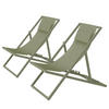 LIEGESTUHL - Stahl / Polyrattan - 2er-Set - Salbeigrün, Textil/Metall (63/93/104cm) - home24