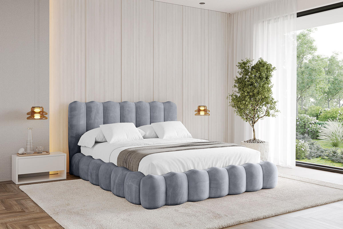 POLSTERBETT mit Bettkasten und Lattenrost, Boxbett ohne Matratze - SORA 120x200 Grau - Grau, Holzwerkstoff/Textil (120/200cm) - ALTDECOR