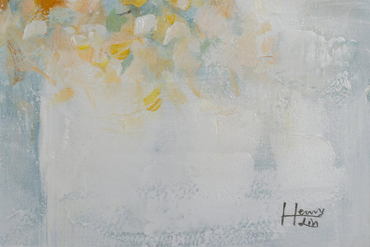 ACRYLBILD HANDGEMALT 90/60 cm - Blau/Gelb, Holz/Textil (90/60cm) - KUNSTLOFT