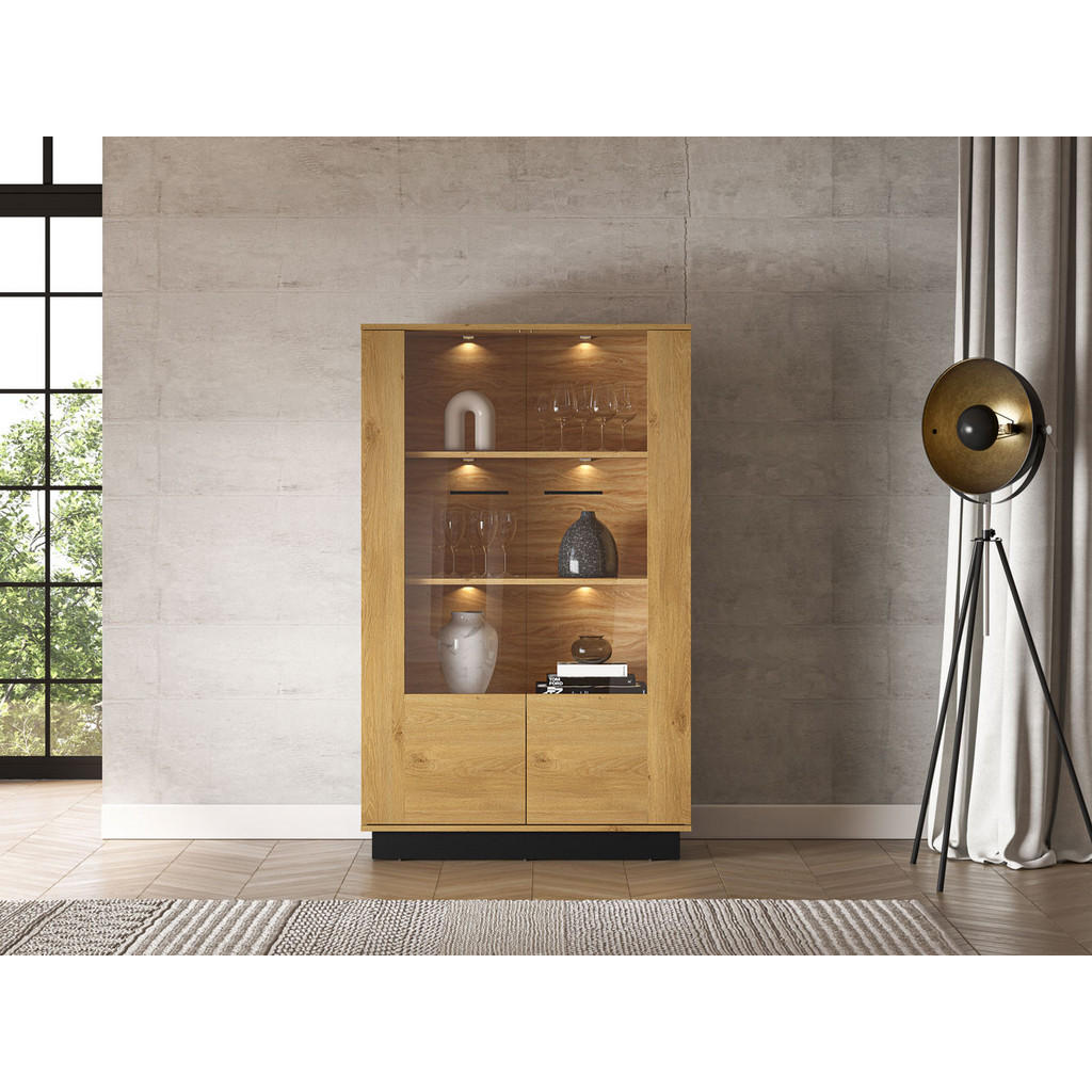 Thumbnail - Feldmann-Wohnen Vitrine, Hellbraun, Holz, 3 Fächer, 92x149x40 cm, Wohnzimmer, Wohnwände, Vitrinenschränke