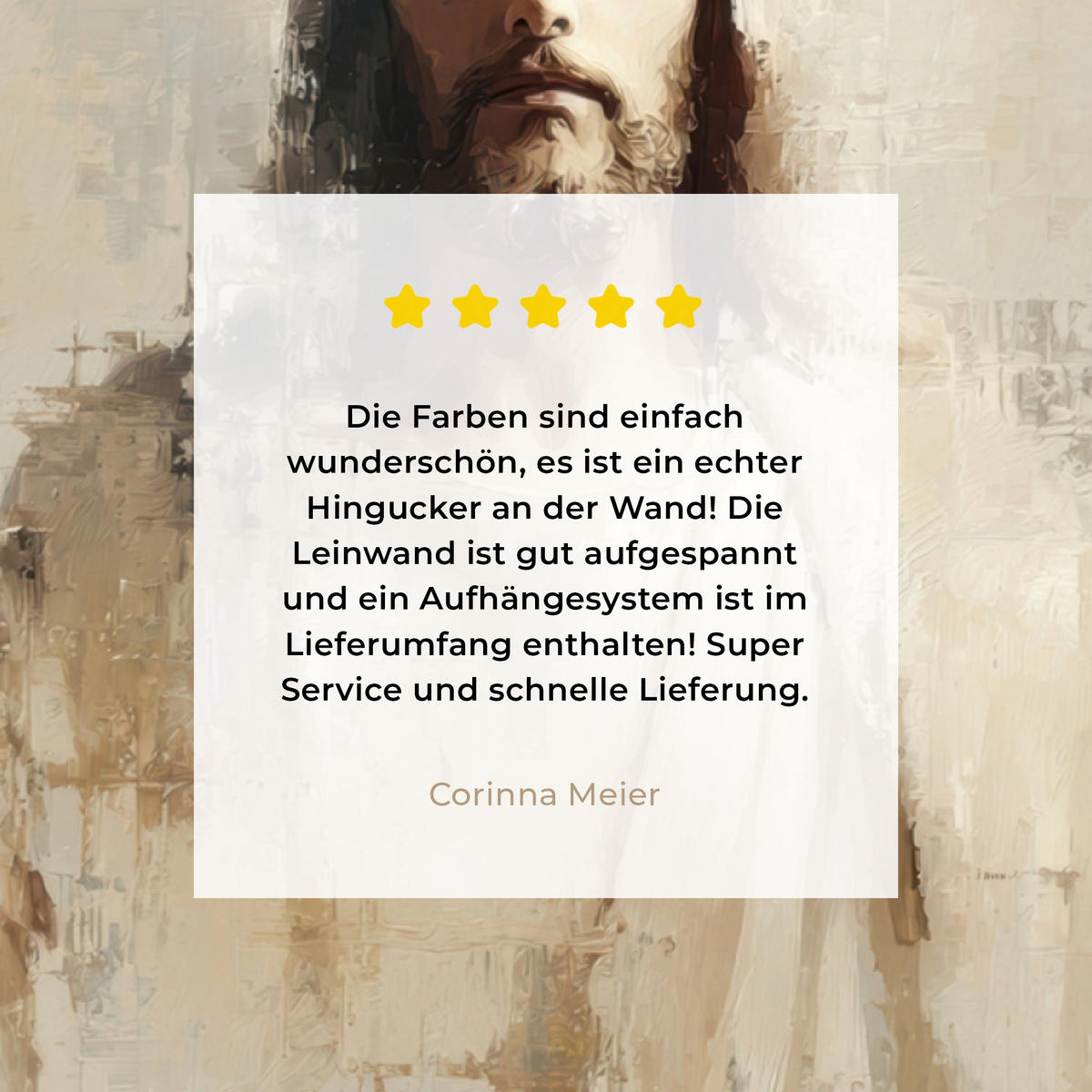 LEINWANDBILD Porträt - Abstrakt - Jesus - Beige Wandbild 40x30 cm - Beige, Textil (40/30cm) - MuchoWow