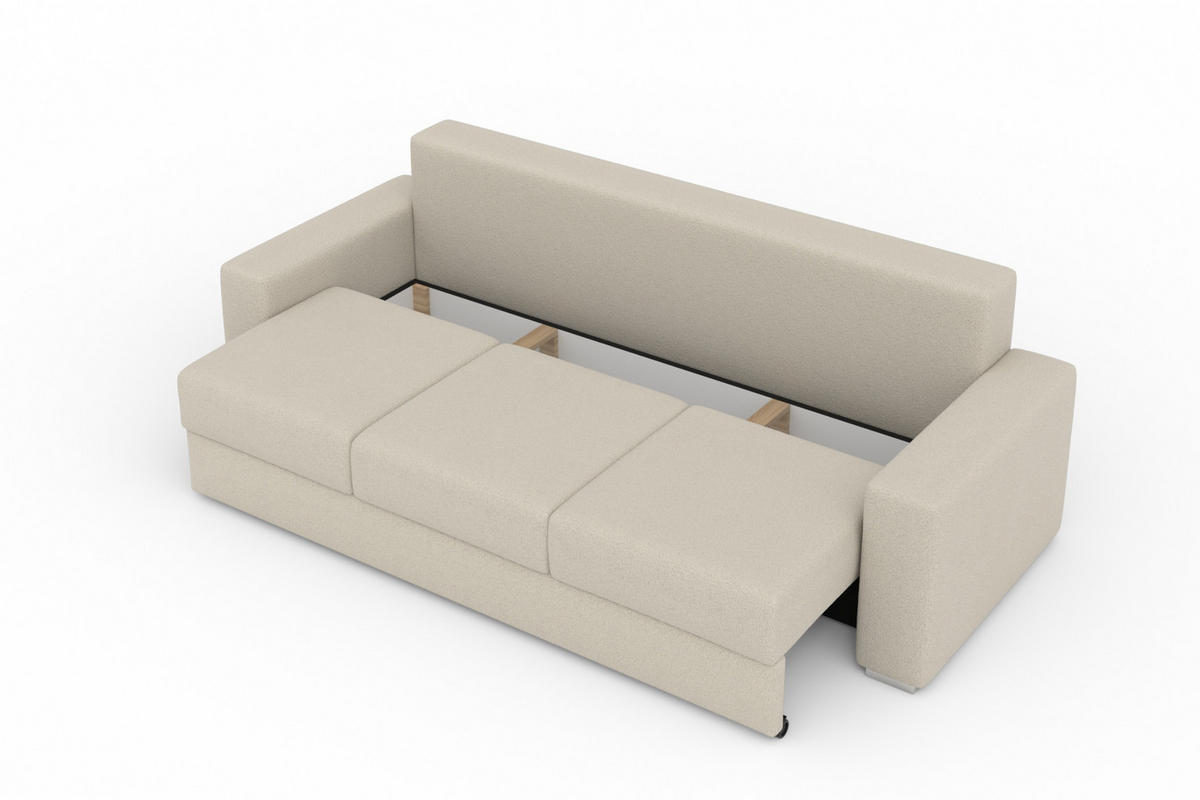 3-SITZER SOFA TOCO 245 cm breit in Boucle Hellgrau - Hellgrau, Holzwerkstoff/Textil (245/90/92cm) - Deine Möbel 24