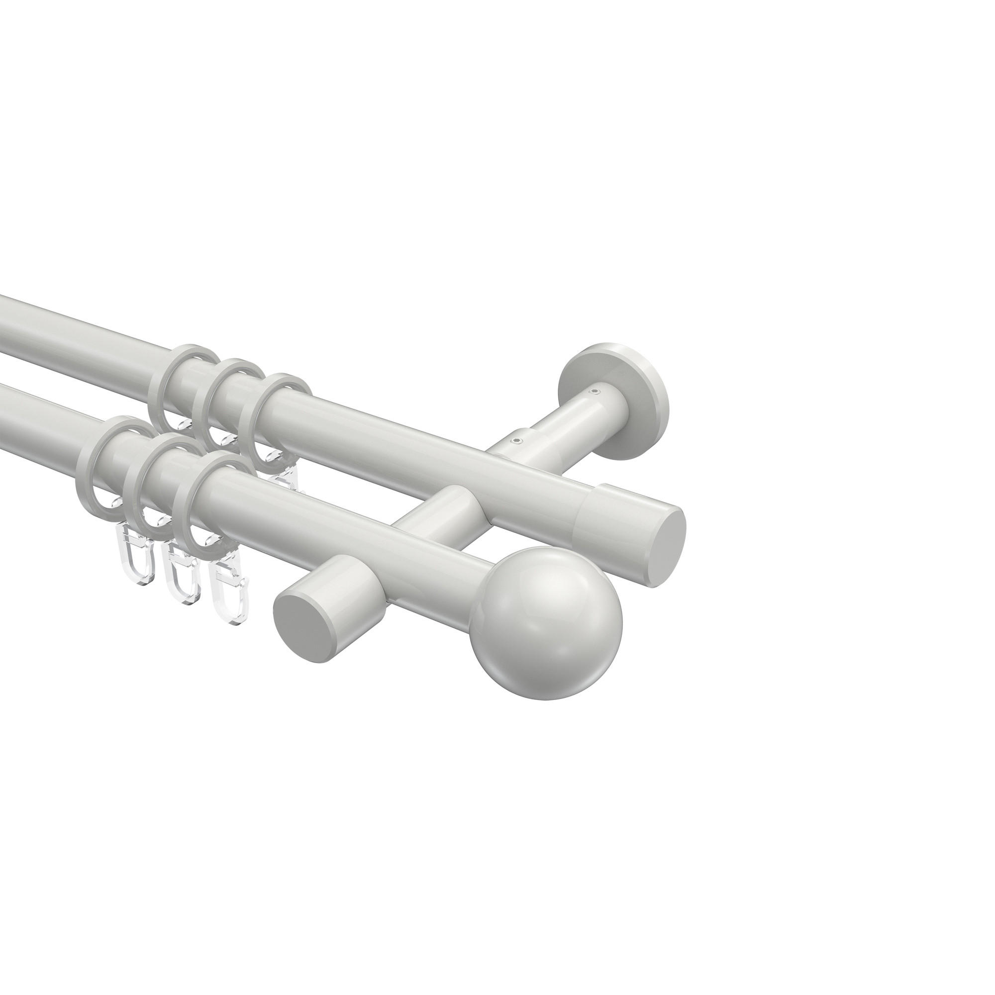 GARDINENSTANGEN-SET Prestige Luino 320 cm (geteilt in 2 x 160 cm), 2-läufig, 20 mm Ø Weiß - Weiß, Metall (320cm) - INTERDECO