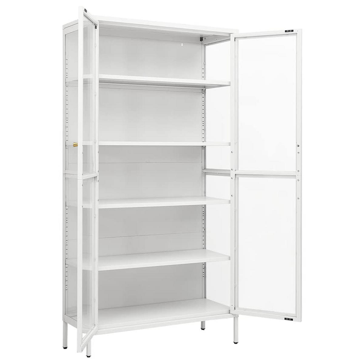 VITRINE Weiss 90/40/180 Cm Stahl Und Gehärtetes Glas - Weiß, Metall (40/180/90cm) - vidaXL