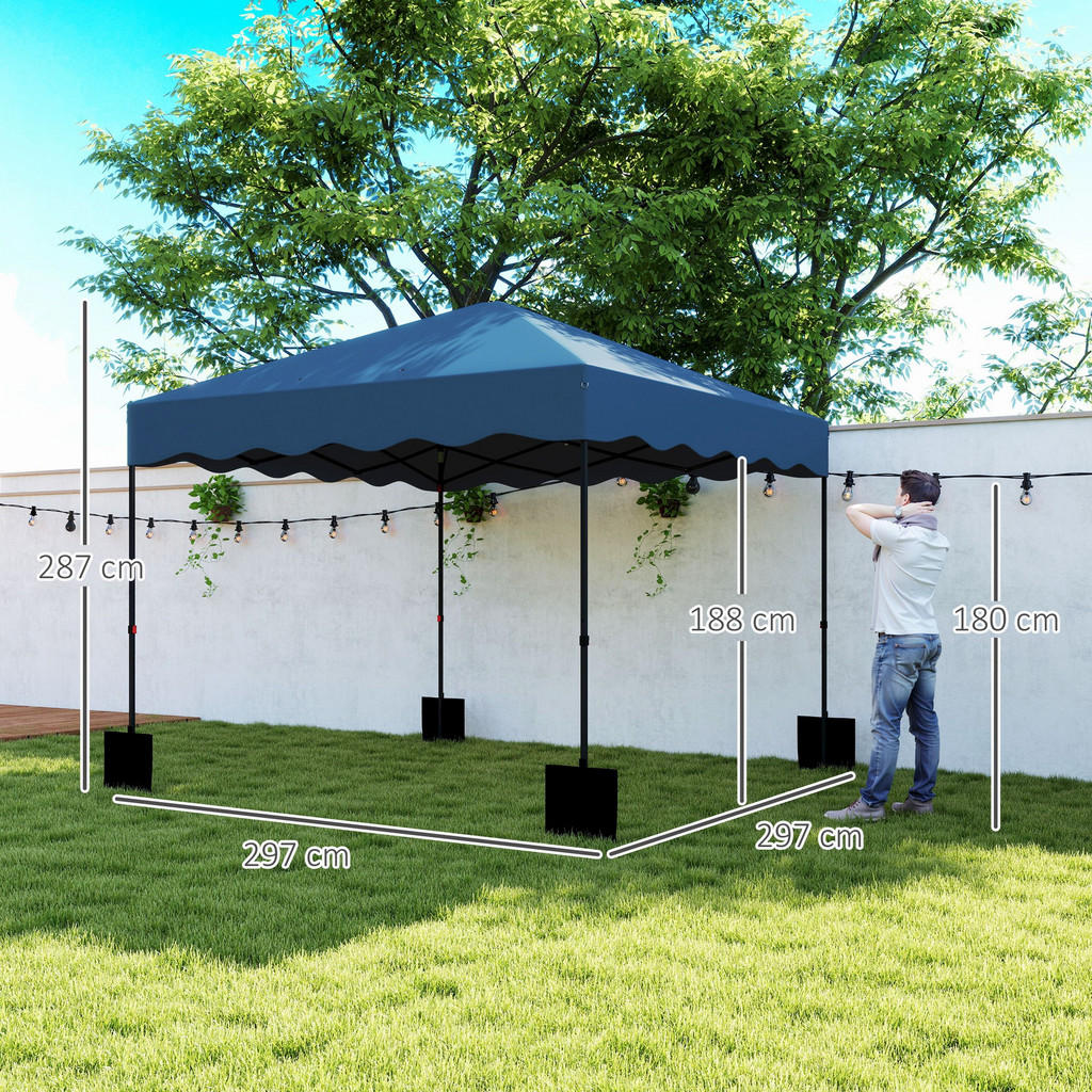 Thumbnail - Outsunny Pavillon, Blau, Metall, 297x287x297 cm, Sonnen- & Sichtschutz, Pavillons & Pergolas