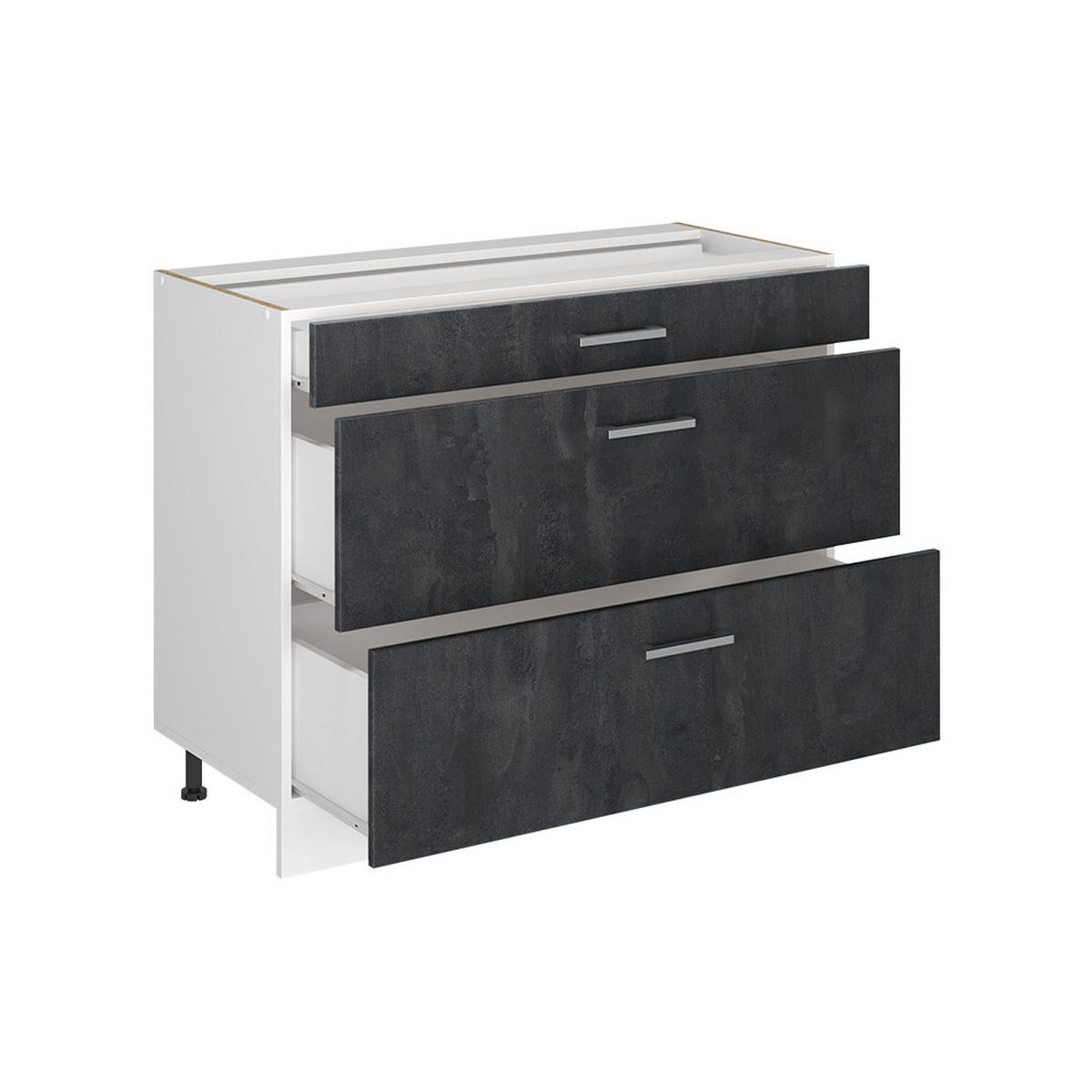 SPODNJA OMARICA ZA KUHINJO R-Line, Črni beton/Bela, 100 cm brez delovne plošče - črna/bela, leseni material (100/81.6/46cm) - Vicco