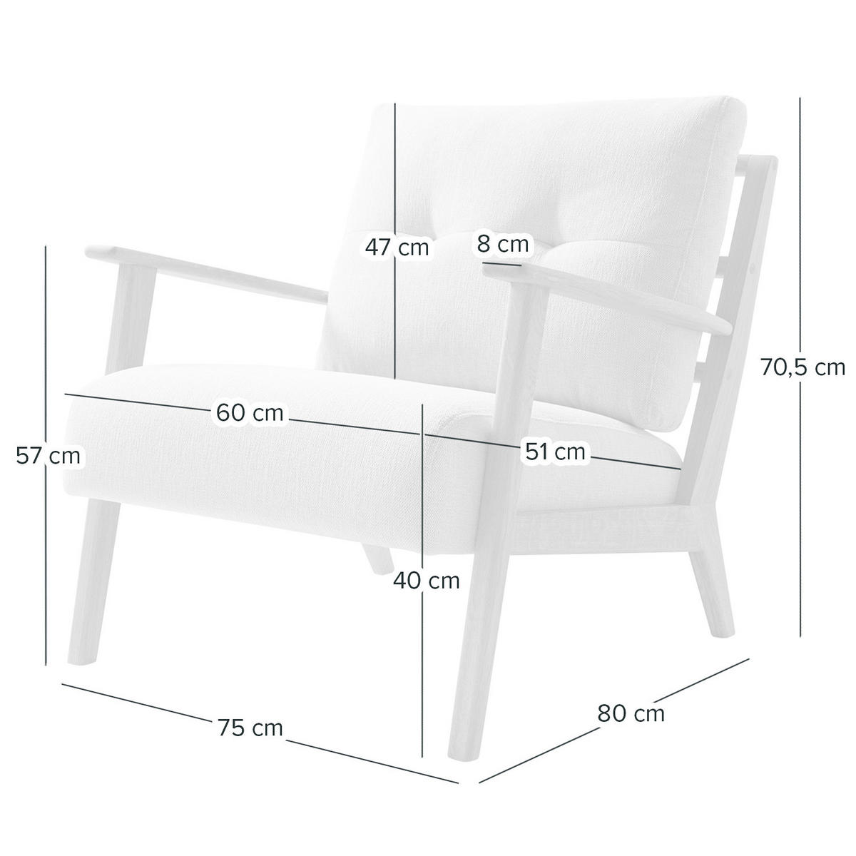 SESSEL - Hellgrau/Braun, Eichenholz/Holz (83/80/75cm) - home24