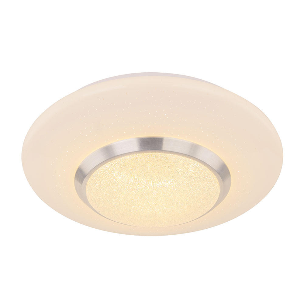 LED DECKENLEUCHTE Candida Metall Nickel-matt Weiß - Weiß, Metall (34/34/8cm) - Globo Lighting