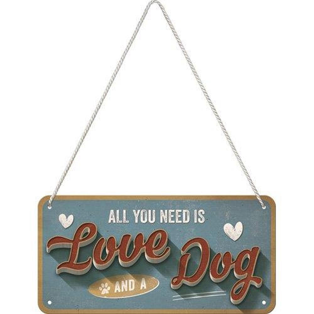 HÄNGESCHILD 10/20 cm PfotenSchild Love Dog - Multicolor, Metall (20/10/0.2cm) - Nostalgic-Art