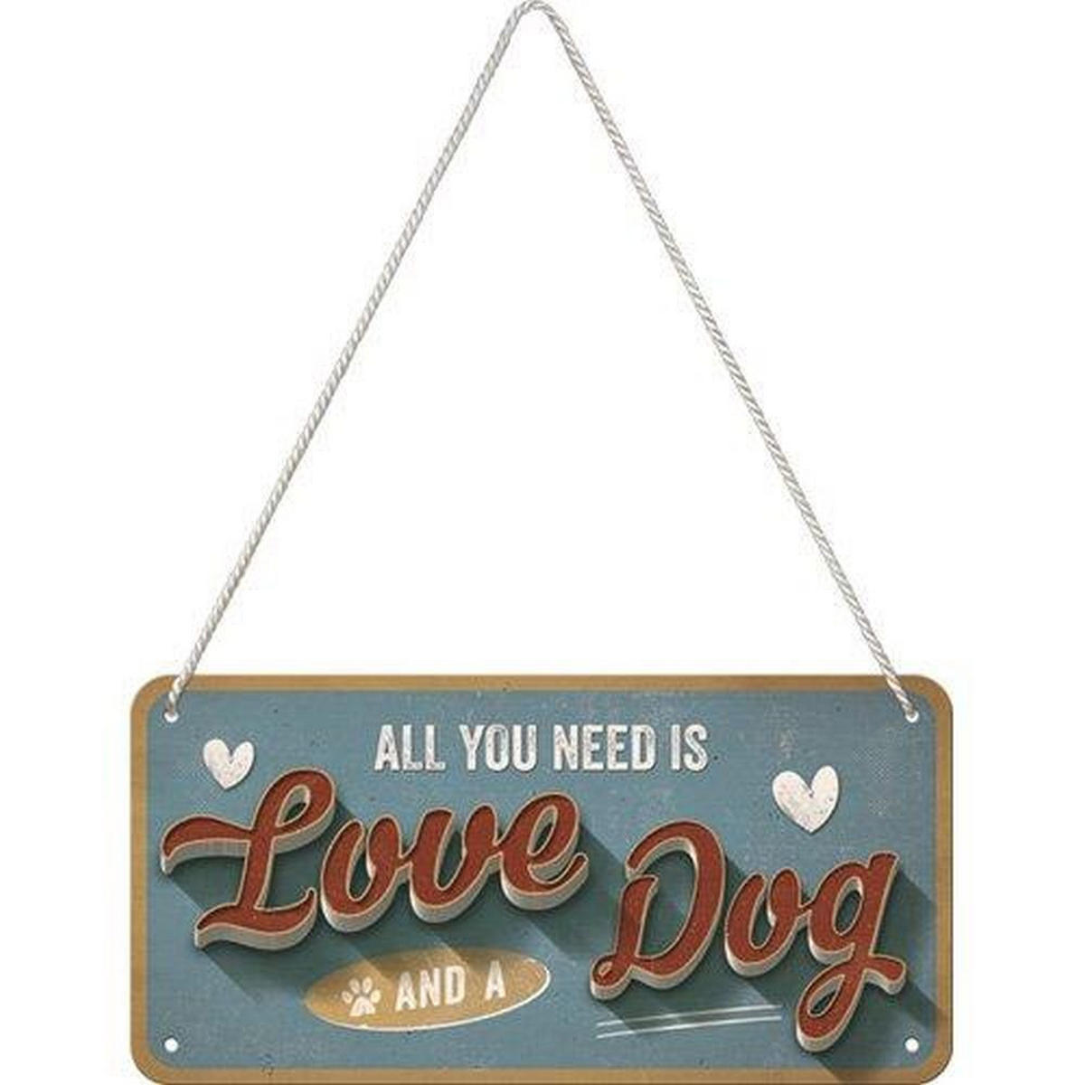 HÄNGESCHILD 10/20 cm PfotenSchild Love Dog - Multicolor, Metall (20/10/0.2cm) - Nostalgic-Art