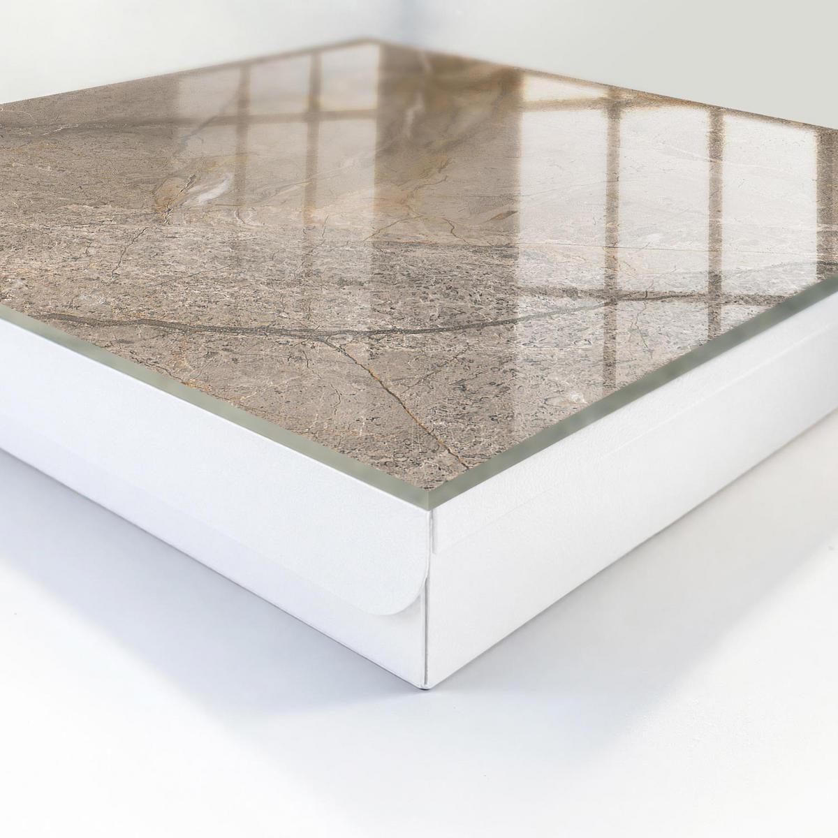 SCHLÜSSELBOX Weiß 30x30 cm – Türöffnung nach rechts - Natürliche Struktur - Grau, Metall (30/30/5cm) - TULUP