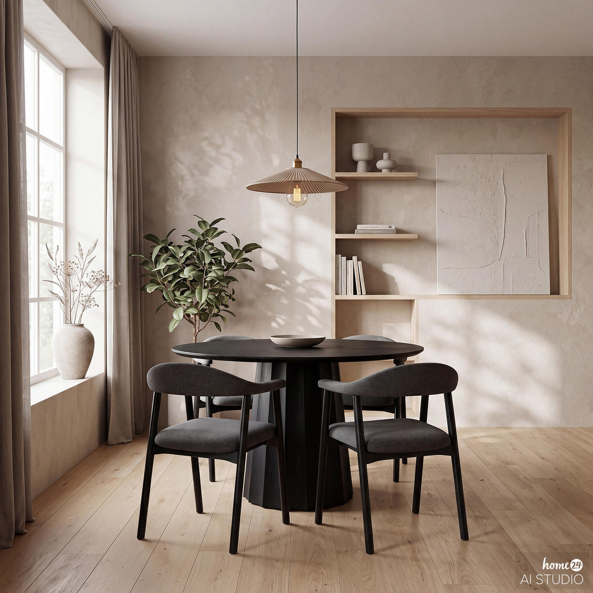 ARMLEHNENSTUHL - 2er-Set - Dunkelgrau/Schwarz, Holz/Textil (56/76/54cm) - home24