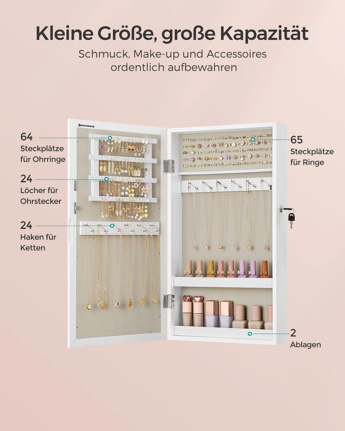 SPIEGELSCHRANK KIGALI - Weiß, Glas (37/67/10cm) - Hansiro