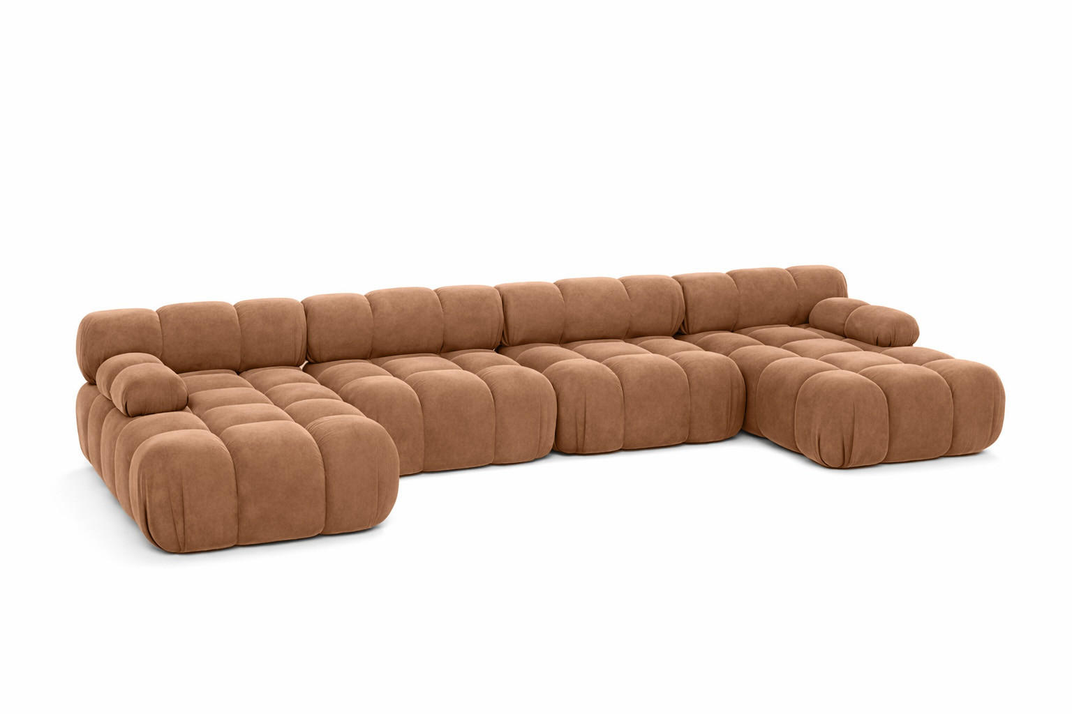 ECKSOFA U-Form XL, Stoff Velours Salvador, Dunkelbeige, Selia U XL - Beige, Holz (380/70/160cm) - Kaiser Möbel