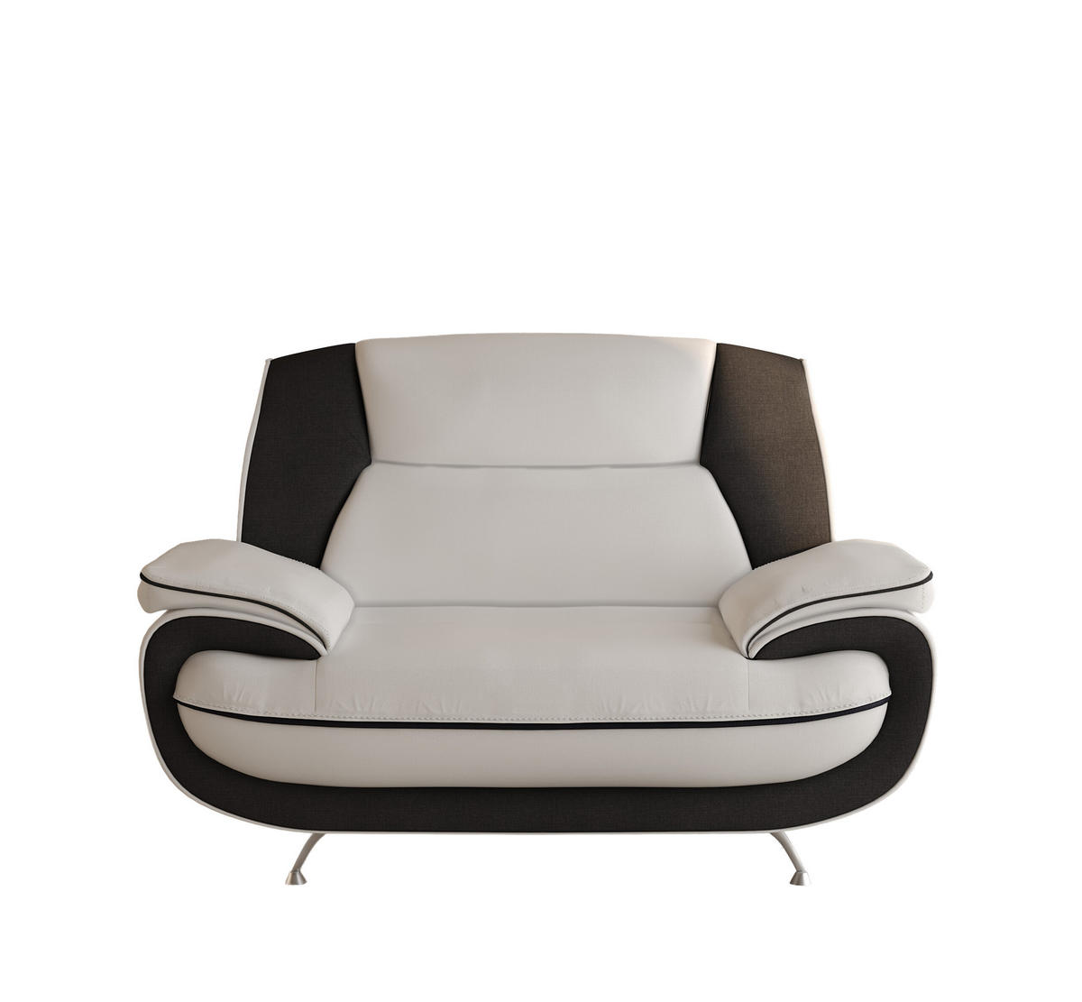 SESSEL, Stoff Kronos, Weiß + Schwarz, Palermo - Weiß, Holz (128/89/87cm) - Kaiser Möbel