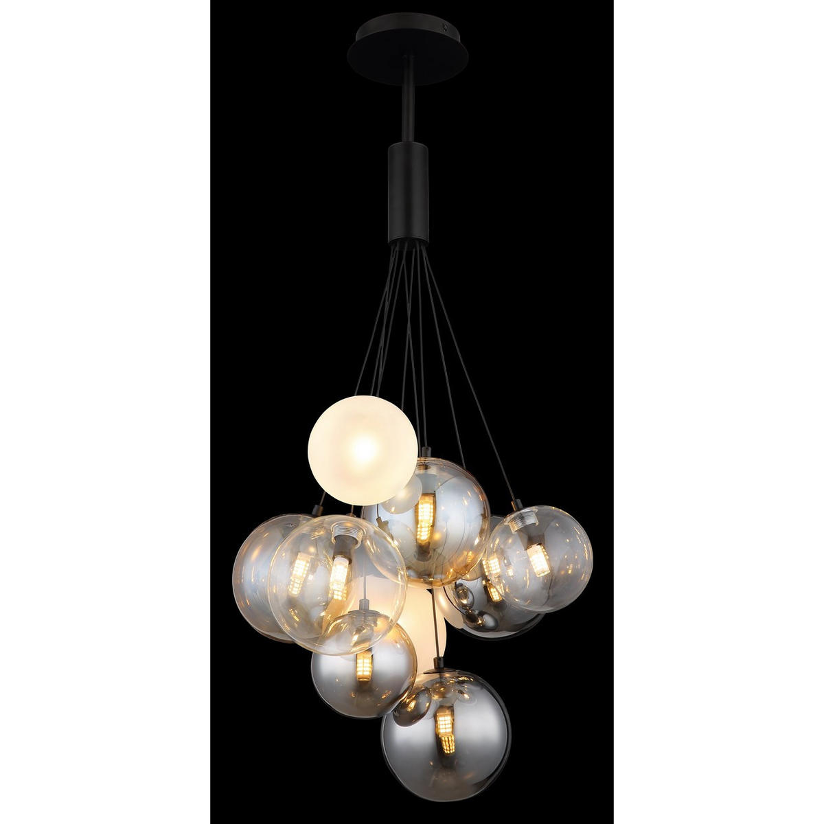 HÄNGELEUCHTE BALLGI - Schwarz, Glas (45/45/90cm) - Globo Lighting