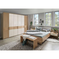 SCHLAFZIMMER Lenvara in Eiche und Champagner 4 teilig mit Drehtürenschrank, Passepartout, zwei Nachttische und Komfortbett - Braun, Holzwerkstoff (80/200/120cm)