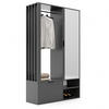GARDEROBENSCHRANK mit Spiegel-mit Ablagen und Kleiderstange - Grau, Holzwerkstoff (100/190/33cm) - Idohome