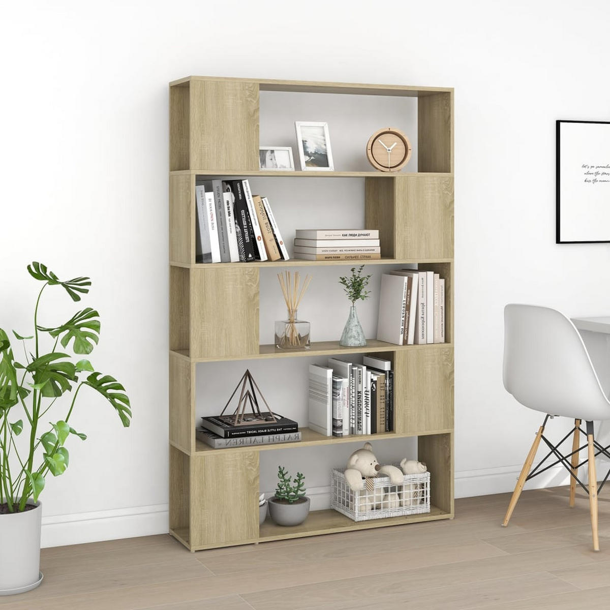 BÜCHERREGAL mit 5 Ebenen 100/24/155 cm aus Holzwerkstoff Sonoma-Eiche Dekor - Sonoma Eiche, Holz (100/155/24cm) - vidaXL