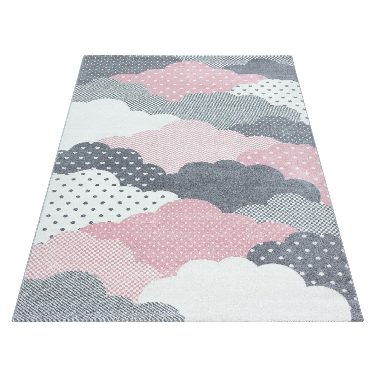 TEPPICH Kinder Kurzflor Wolken Polypropylen Kinderzimmer Pink Läufer 80x150 - Rosa, Textil (80/150cm) - KADIMA DESIGN