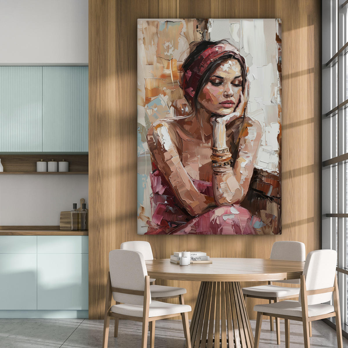 LEINWANDBILD Frau - Lackierung - Porträt - Modern Deko Groß 90x140 cm - Altrosa, Textil (90/140cm) - MuchoWow